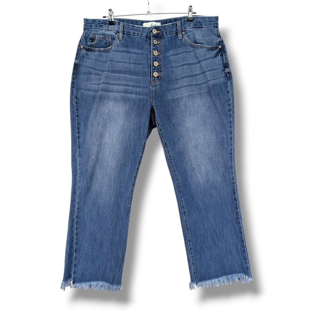 KanCan Womens 16W High Rise Straight Leg Blue Jeans Frayed Hem KC7392M-P
